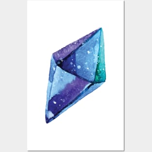 Blue Watercolor Crystal Gems Posters and Art